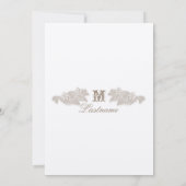 Invitation Dentelle florale victorienne Taupe et blanc (Dos)