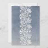 Invitation Dentelle florale vintage - Mariage bleu poussiéreu (Dos)