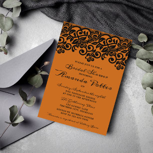 Invitation Dentelle gothique Halloween Fête des mariées noire