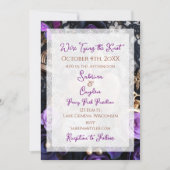 Invitation Dentelle gothique, Rose et montres de poche Mariag (Devant)