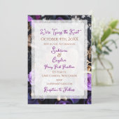 Invitation Dentelle gothique, Rose et montres de poche Mariag (Debout devant)