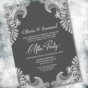 Invitation Dentelle gris Mariage après la fête
