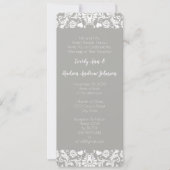 Invitation Dentelle grise et blanche Mariage damassé florale (Devant)