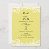 Invitation Dentelle Jaune & Blanc Élégant Mariage (Devant)