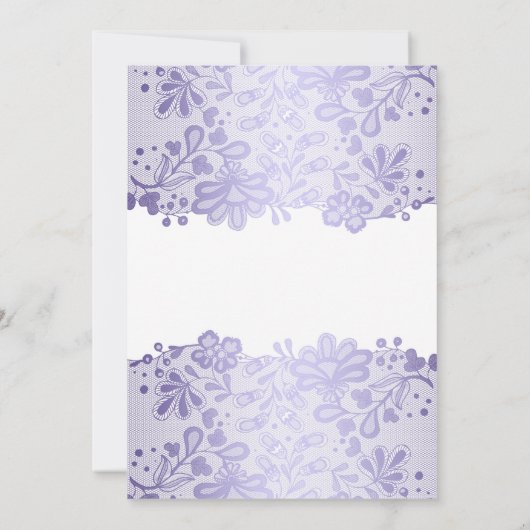 Invitation Dentelle Lavande Élégante Partie d'engagement Vint (Dos)