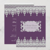 Invitation Dentelle, lavande et gris - Fête des mariées (Devant / Derrière)