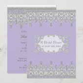 Invitation Dentelle, lavande et gris - Fête des mariées (Devant / Derrière)