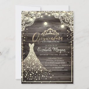 Invitation Dentelle, Lumières, Diadème de Diamants Robe pour 