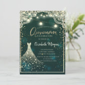 Invitation Dentelle, Lumières, Diamants de Bois Robe Verte Qu (Debout devant)