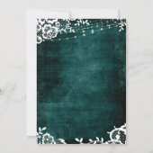 Invitation Dentelle, Lumières et Fleurs sur Bleu Turquoise No (Dos)
