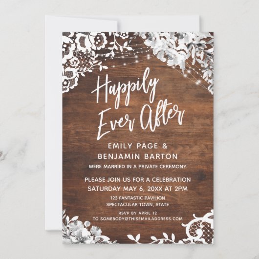 Invitation Dentelle, Lumières et Fleurs sur Bois Heureux à to (Devant)