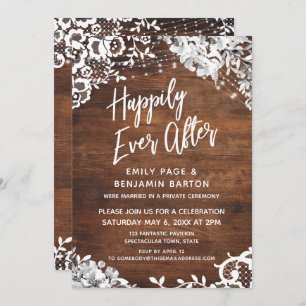 Invitation Dentelle, lumières et fleurs sur le bois heureux a