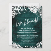 Invitation Dentelle, Lumières et Fleurs sur un Teal Grunge No (Devant)