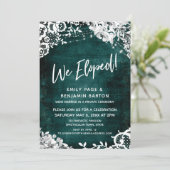 Invitation Dentelle, Lumières et Fleurs sur un Teal Grunge No (Debout devant)