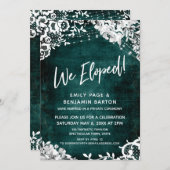 Invitation Dentelle, Lumières et Fleurs sur un Teal Grunge No (Devant / Derrière)