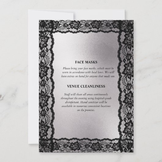 Invitation Dentelle noire arc en diamant argent parties scint (Dos)