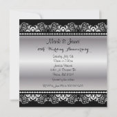 Invitation Dentelle noire argentée | toute occasion (Dos)
