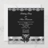 Invitation Dentelle noire blanche Diamants Anniversaire fête  (Dos)