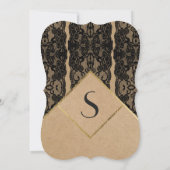 Invitation Dentelle noire chic et classique, or et papier Rec (Dos)