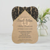 Invitation Dentelle noire chic et classique, or et papier Rec (Debout devant)