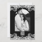 Invitation Dentelle noire et blanche Merci de mariage élégant (Dos)