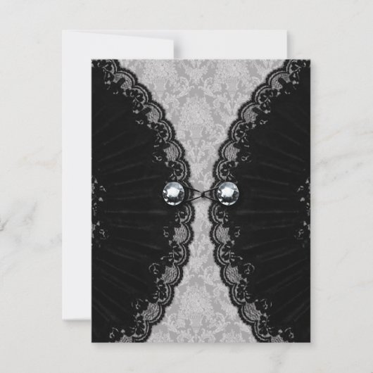Invitation Dentelle noire et Diamant Look Goth Mariage (Devant)