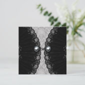 Invitation Dentelle noire et Diamant Look Goth Mariage (Debout devant)