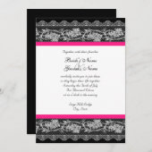 Invitation Dentelle noire rose (Devant / Derrière)