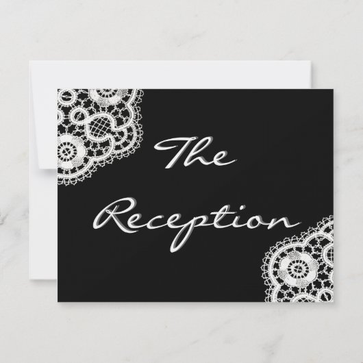 Invitation Dentelle noire sur blanc (Réception après mariage) (Dos)