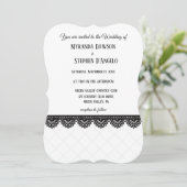 Invitation Dentelle noire sur mariage blanc personnalisé (Debout devant)