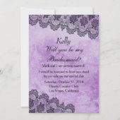 Invitation Dentelle noire violet Mariage gothique Bridesmaid (Devant)