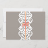 Invitation Dentelle nuptiale de corail de partie d'invitation (Dos)