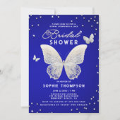 Invitation Dentelle Papillon Rhinestone Royal Blue Fête des m (Devant)