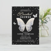 Invitation Dentelle Papillon Rhinestones Elégante Fête des ma (Debout devant)