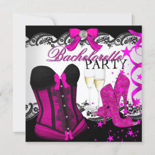 Invitation Dentelle Pink Corset Champagne Bachelorette Annive