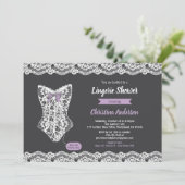 Invitation Dentelle pourpre de tableau d'invitation de douche (Debout devant)