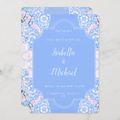 Invitation dentelle romantique de fleurs blanches (Devant / Derrière)