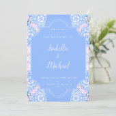 Invitation dentelle romantique de fleurs blanches (Debout devant)