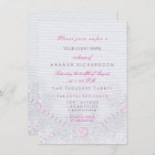 Invitation Dentelle rose blanc Nouveau bébé Douche fille (Devant / Derrière)