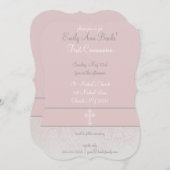 Invitation Dentelle rose Conception de la première communion (Devant / Derrière)