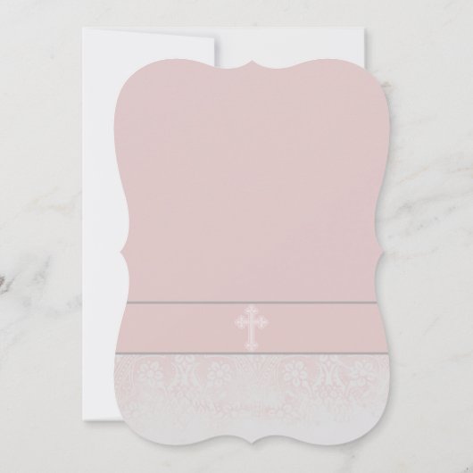 Invitation Dentelle rose Conception de la première communion (Dos)