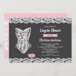 Invitation Dentelle rose de tableau d'invitation de douche de
