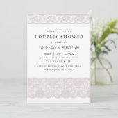 Invitation Dentelle rose Élégant Couples Moderne Douche Invit (Debout devant)