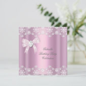 Invitation Dentelle rose élégante fête d'anniversaire Diamond (Debout devant)