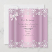 Invitation Dentelle rose élégante fête d'anniversaire Diamond (Dos)