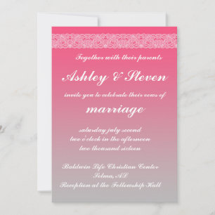 Invitation dentelle rose et blanc