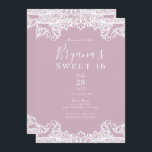 Invitation Dentelle rose et blanche Elégante Douce 16 Partie<br><div class="desc">Personnaliser pour tout événement</div>