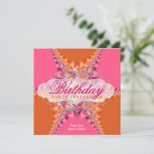 Invitation Dentelle rose Orange Exotique Anniversaire Invitat (Debout devant)