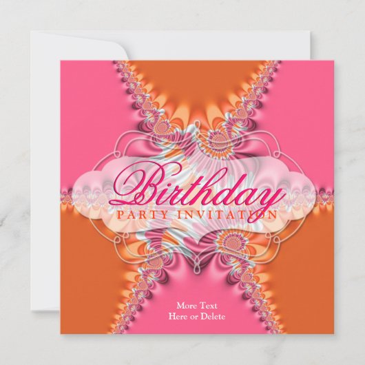 Invitation Dentelle rose Orange Exotique Anniversaire Invitat (Devant)