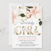 Invitation Dentelle rose pâle burlap baby shower fille floral (Devant)